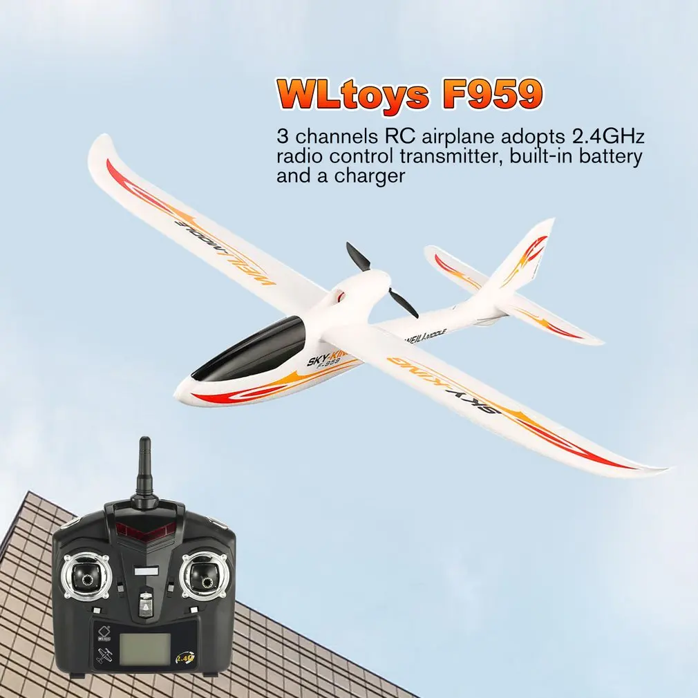 WLtoys F959 RC самолет с фиксированным крылом 2,4 г Радиоуправление 3 канала RTF небо-король самолет со складным пропеллером Дети RC игрушка Дрон