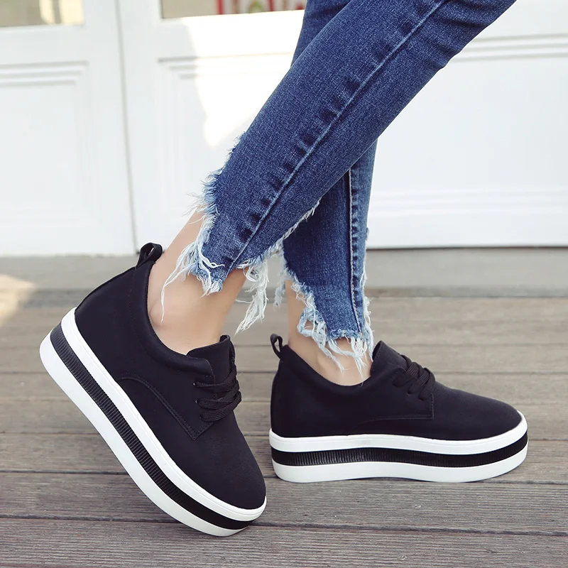 

Women New Spring summer Faux Suede Shoes Casual Lace-Up Sneakers Female Platform Shoes Ladies Flats Size 35-40 n969