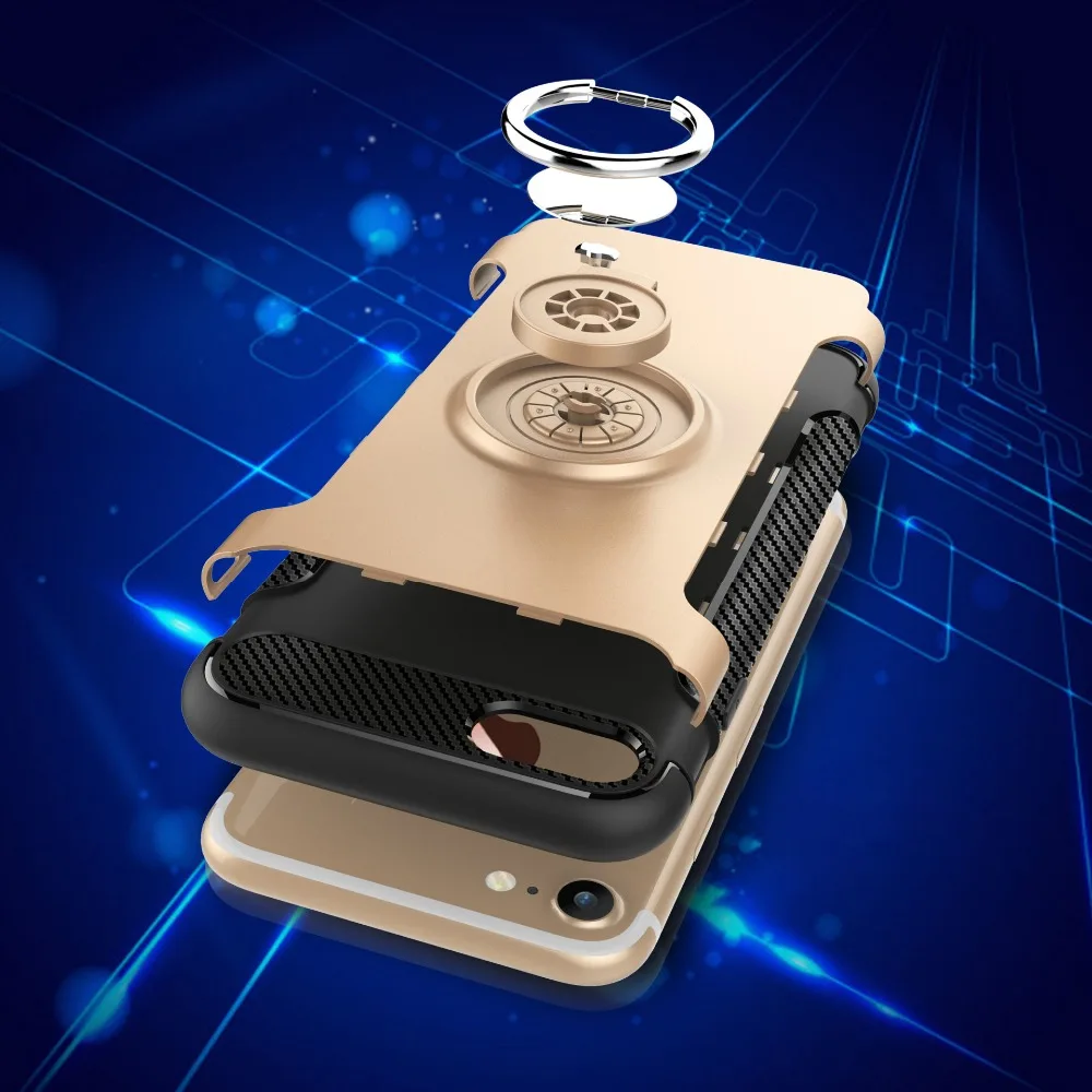 EMIUP Case For iPhone 7 6 Plus Luxury Metal Ring Holder Combo Phone 6s Capa Coque Cover |