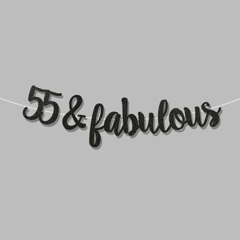 Золотой/черный/серебряный блеск 55& замечательный баннер 55-й happpy День Рождения Декор 55 юбилейные праздничные украшения поставки