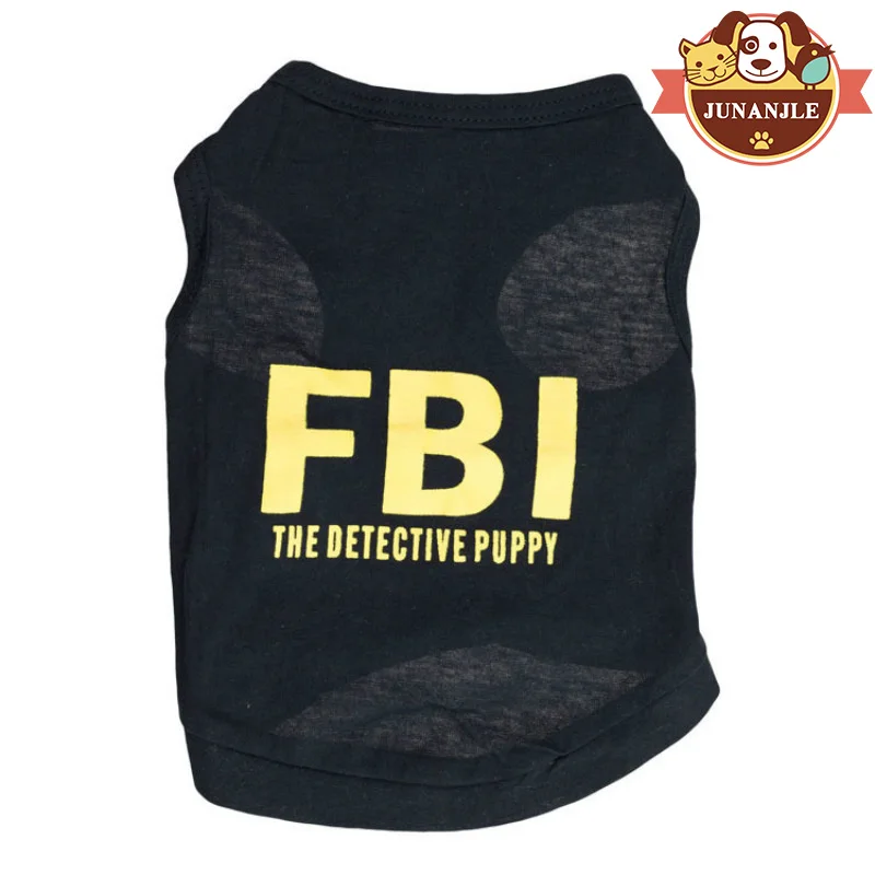 2018 собака одежда из хлопка с принтом надписью ФБР (FBI) ПЭТ жилет Teddy весенне-летние