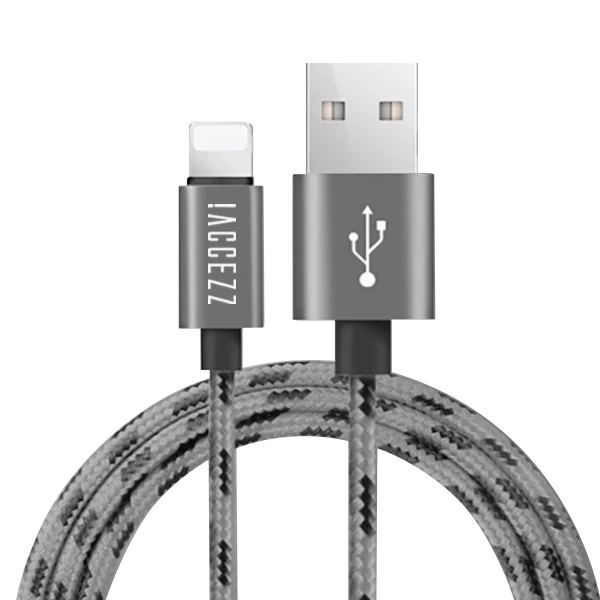 Серый ACCEZZ нейлоновый usb зарядный кабель для Apple iPhone XR XS MAX 8 7 6S Plus зарядный кабель для iPad Mini Быстрая зарядка Дата кабели синхронизации - Цвет: Серый