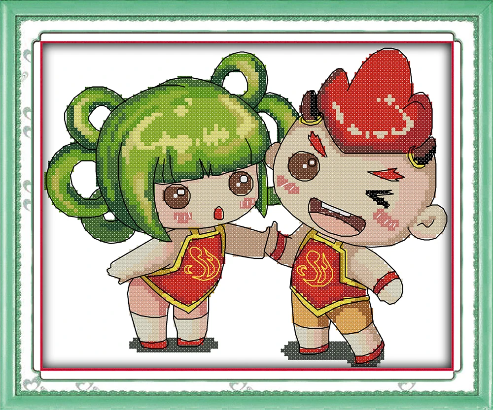 Match cartoon lovely kids mascot baby painting counted print on canvas DMC 14CT 11CT Cross Stitch Needlework Sets Embroidery kit | Дом и сад