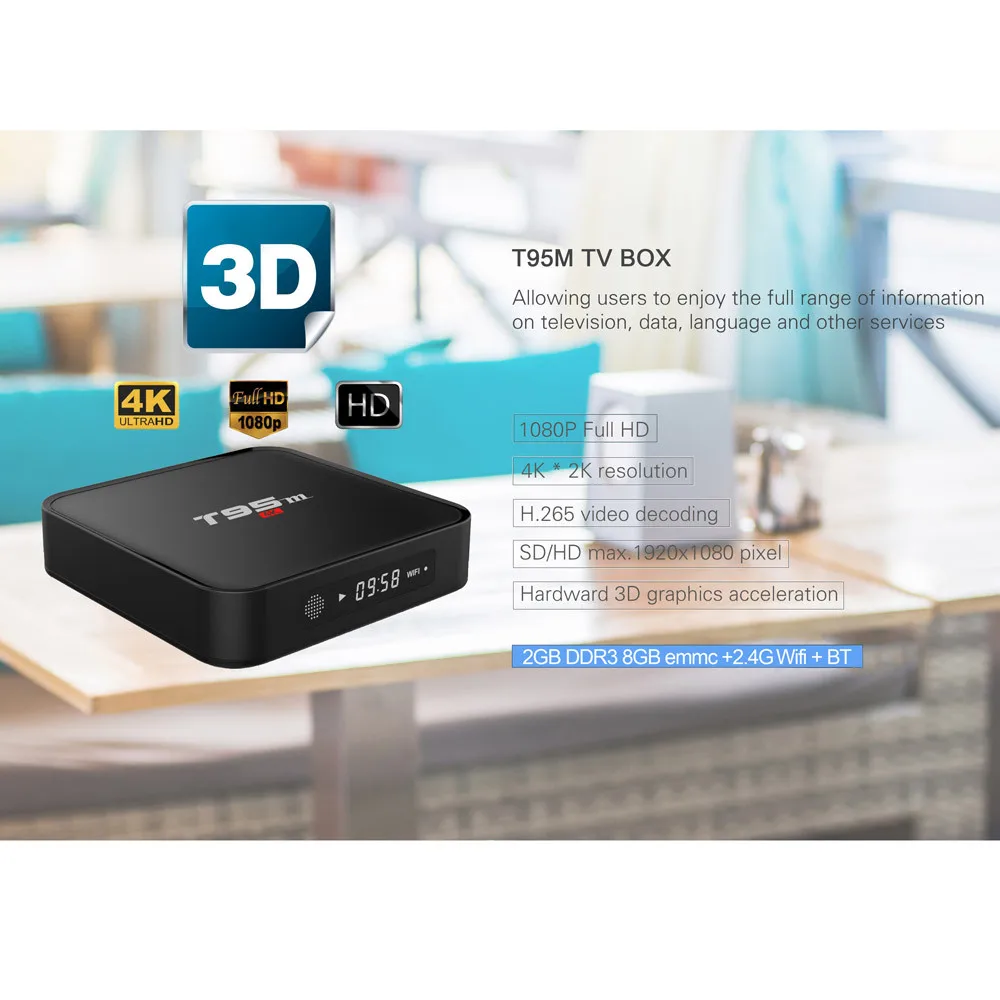 Модный T95m ТВ стикер мини Android 6 0 Восьмиядерный 2 ГБ DDR3 + 8 Гб WiFi HD медиаплеер