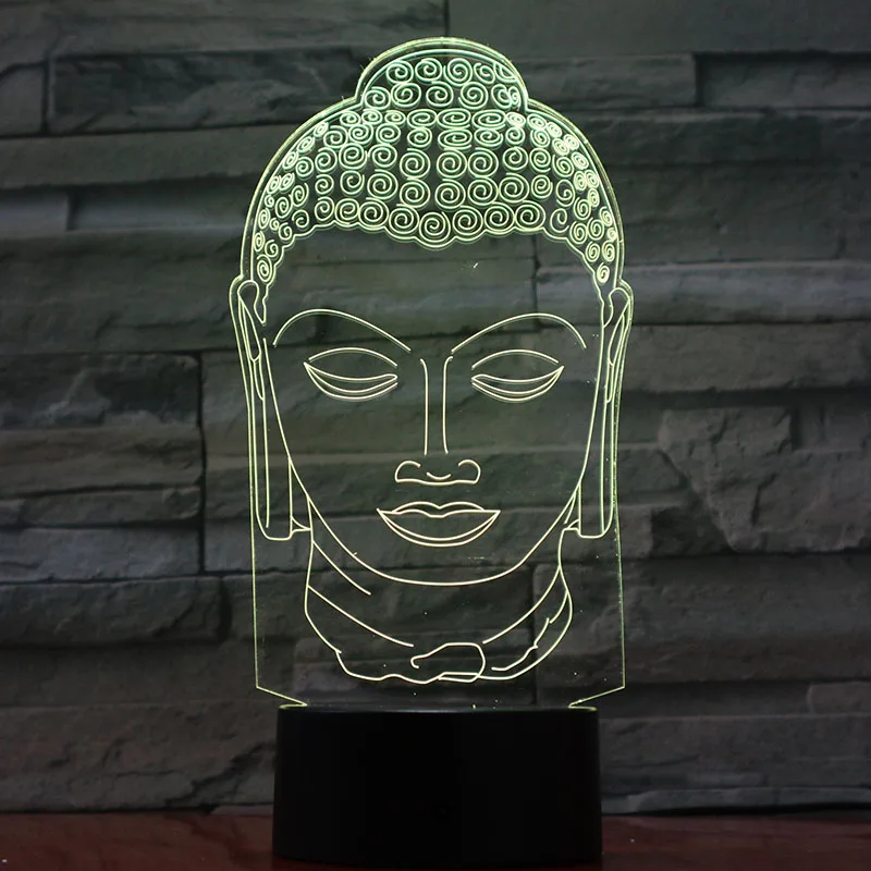 3D USB Сенсорная лампа Sakyamuni СВЕТОДИОДНЫЙ Ночник светильник украшение для дома