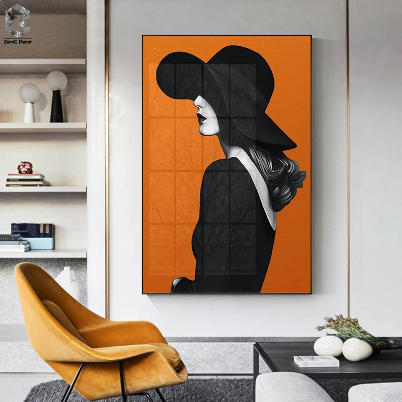 

Modern Wall Charts Ladies Portrait Fashion Poster Large Pictures Canvas Decorative Paintings for Living Room On The Wall