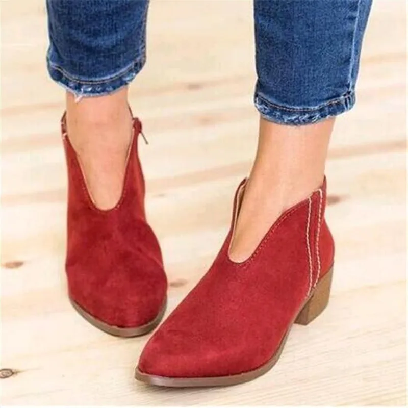 

Women Shoes 2019 Leopard Print Sexy Pointed Toe Ankle Boots Slip on Deep V High Heel Lady Party Dress Shoes