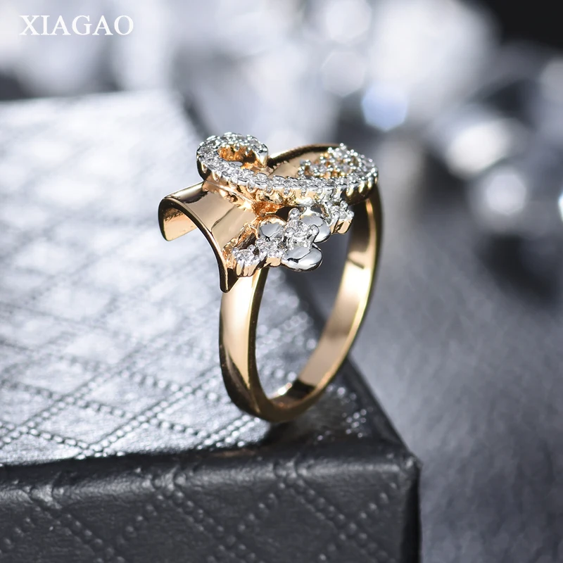XIAGAO, Новое поступление, кольцо бесконечного дизайна для девочек, золотого цвета, кольца на палец для женщин, необычные аксессуары для свадебной вечеринки, ювелирные изделия XGR623