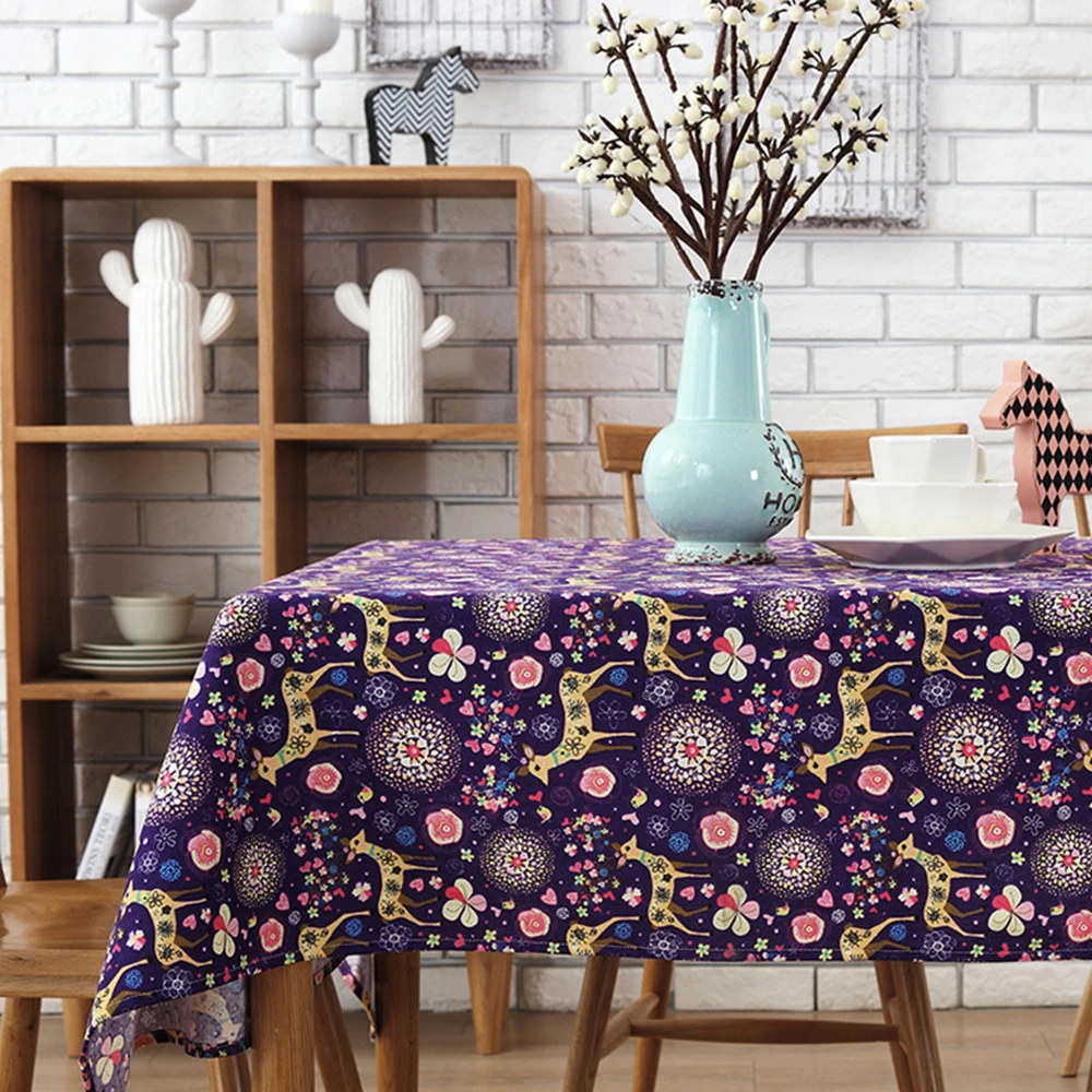 New linen tablecloth color elk party living room meal cloth Christmas home textile finished product | Дом и сад