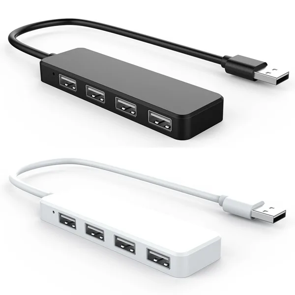Ультра тонкий usb-хаб 4-портовый USB 2,0 концентратор для Тетрадь планшетный ПК для рабочего стола, черный/белый