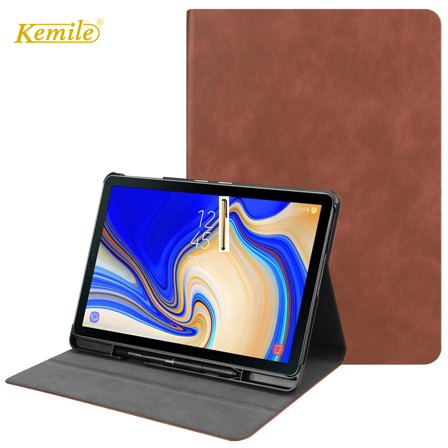 Kemile Ultra slim Leather Case for Samsung Galaxy Tab S4 T830 T835 SM-T835 SM-T835 10.5'' Tablet W S pen holder leather Cover