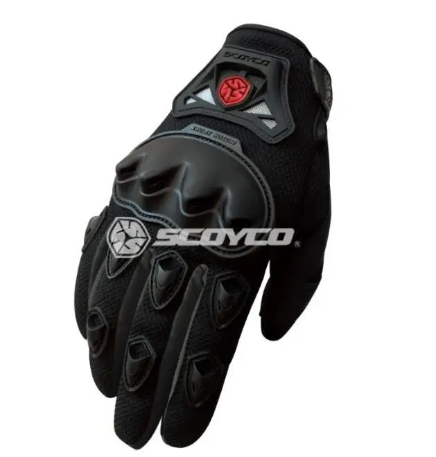 Scoyco moto rcycle гоночные перчатки полный палец moto защитный корпус силиконовый ладонь moto rbike moto крест защитные перчатки - Цвет: Черный