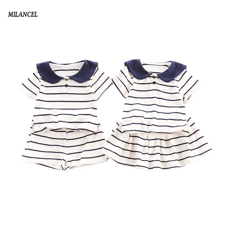 MILANCEL Baby Clothes Set Boys Striped Tops Skirt Shorts 2 Pcs Girls Clothing Toddler Boy Summer | Детская одежда и обувь