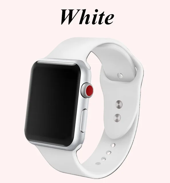 white Спортивный силиконовый ремешок для iwatch серии 4321 Apple Watch Band мягкий силиконовый дышащий сменный ремешок 40 мм 42 мм 38 мм 44 мм - Цвет ремешка: white