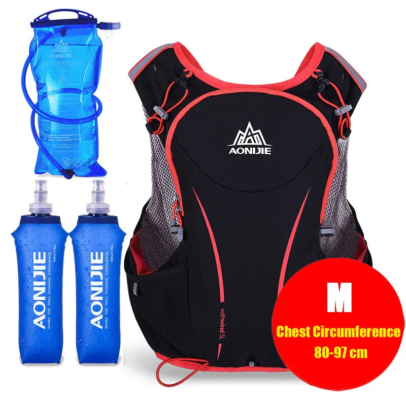M 1500ML Bag 2x500ML AONIJIE мужские и женские легкие туристические рюкзаки для бега для спорта на открытом воздухе походная сумка для гонок С опциональной гидратации сумка для воды бутылки - Цвет: M 1500ML Bag 2x500ML