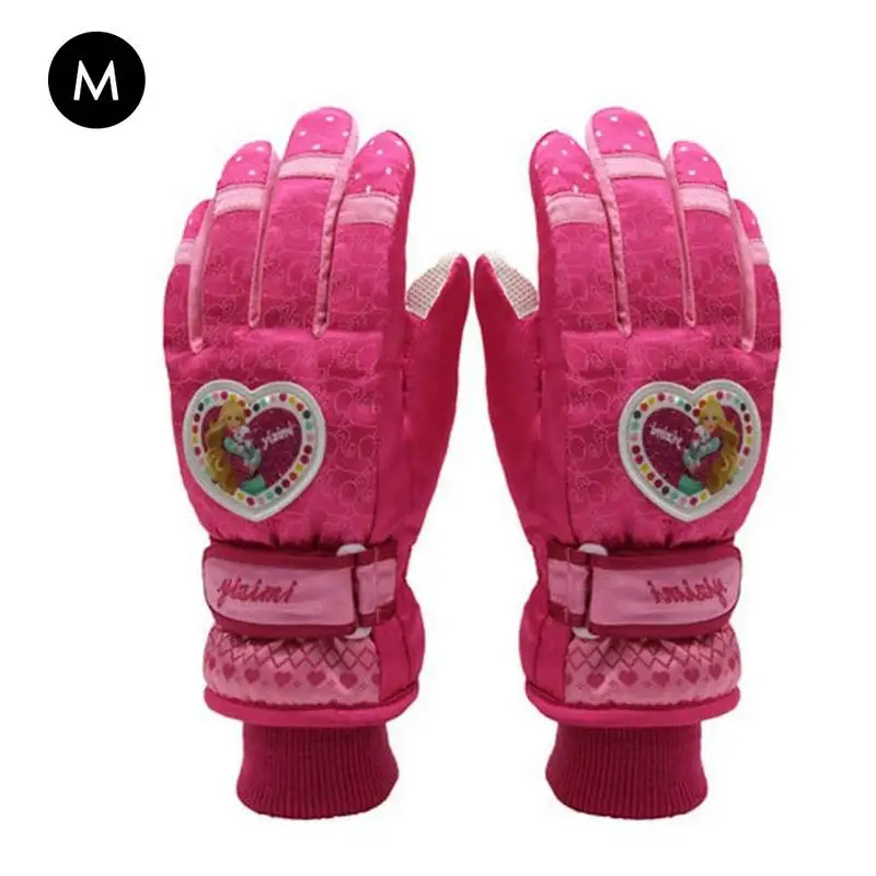 Hot Pink M Митенки Детские Зимние Водонепроницаемый перчатки зимние спортивные варежки теплые перчатки для маленьких мальчиков и девочек 6 слоев теплые Водонепроницаемый перчатки - Цвет: Hot Pink M