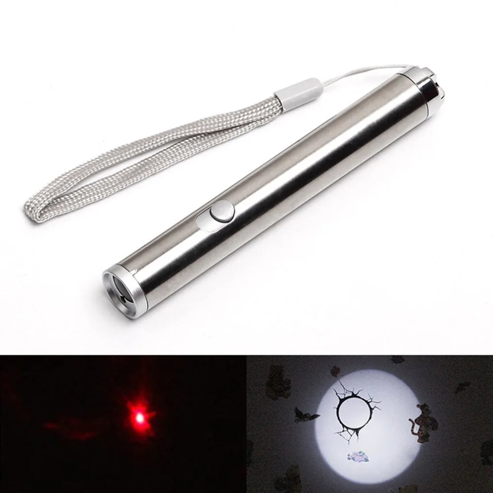 Нержавеющая сталь забавный кот палка с веревкой USB перезаряжаемая светодиодная