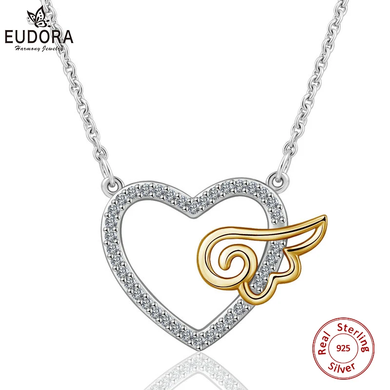 

Уникальное ожерелье-цепочка EUDORA из стерлингового серебра 925 пробы с ангелом-хранителем и сердцем для женщин Подростковая бижутерия подарок...