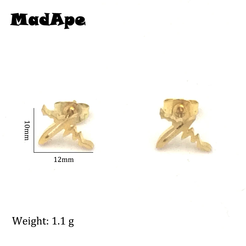 Женские серьги-гвоздики MadApe из нержавеющей стали 316L простые золотистые с ЭКГ