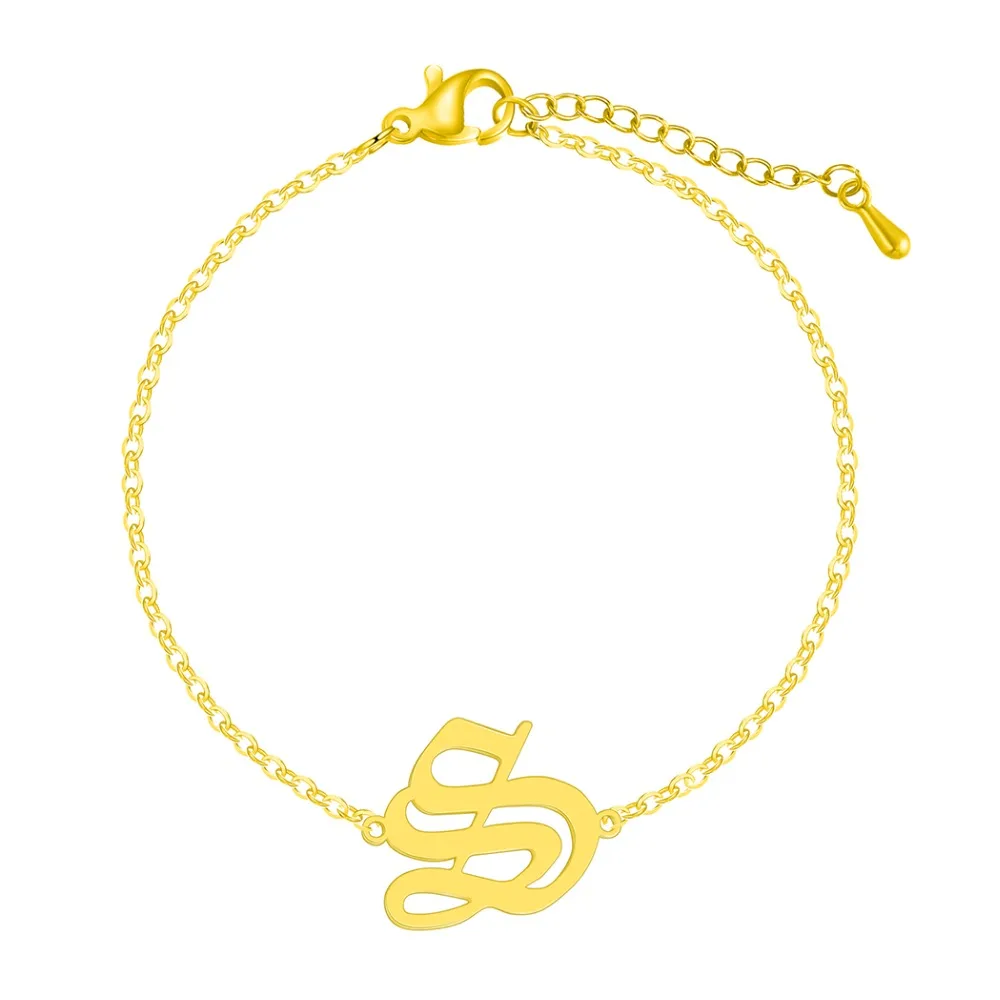 Женский браслет с буквой алфавита из нержавеющей стали 26 дюймов подарок на день