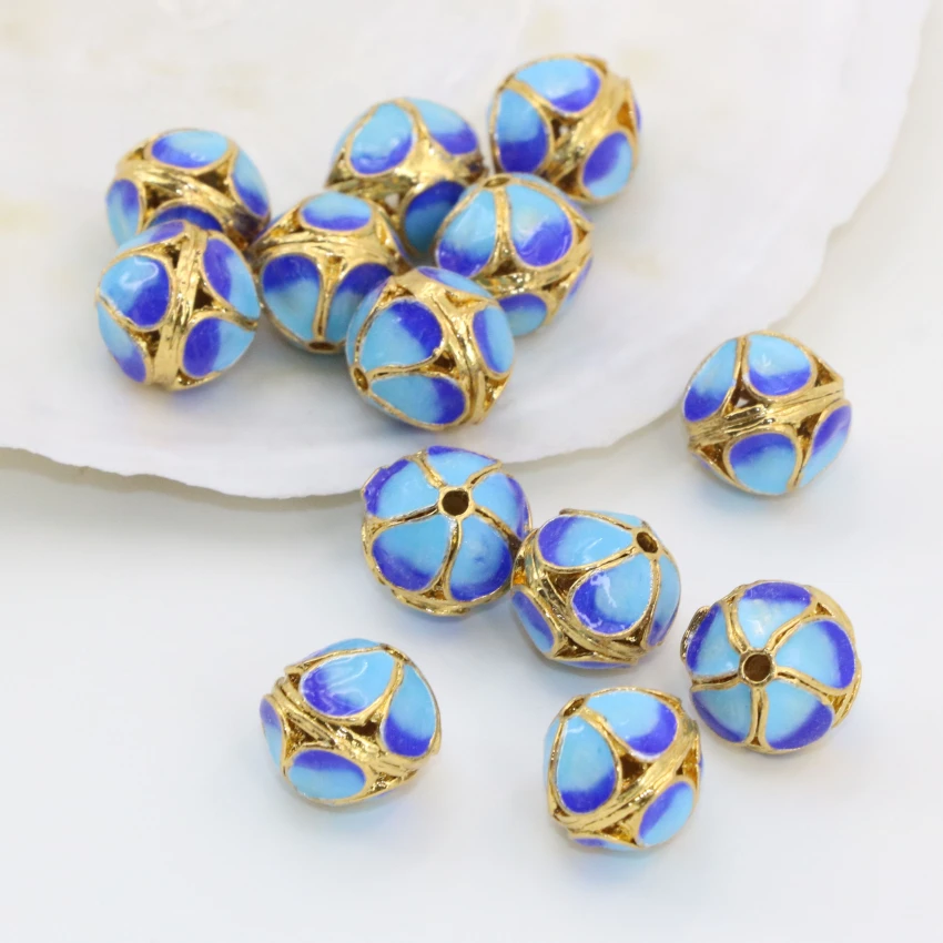 Круглые шарики синего цвета 5 шт. 11 мм эмалированные разделители аксессуары для