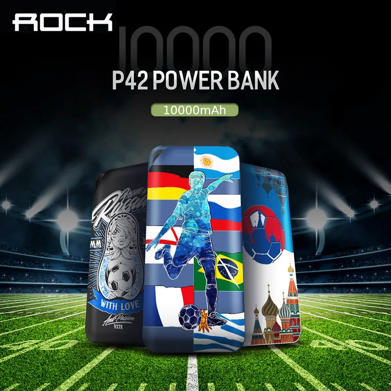 ROCK 10000 MAh power Bank портативный внешний аккумулятор ультра тонкий для мобильного