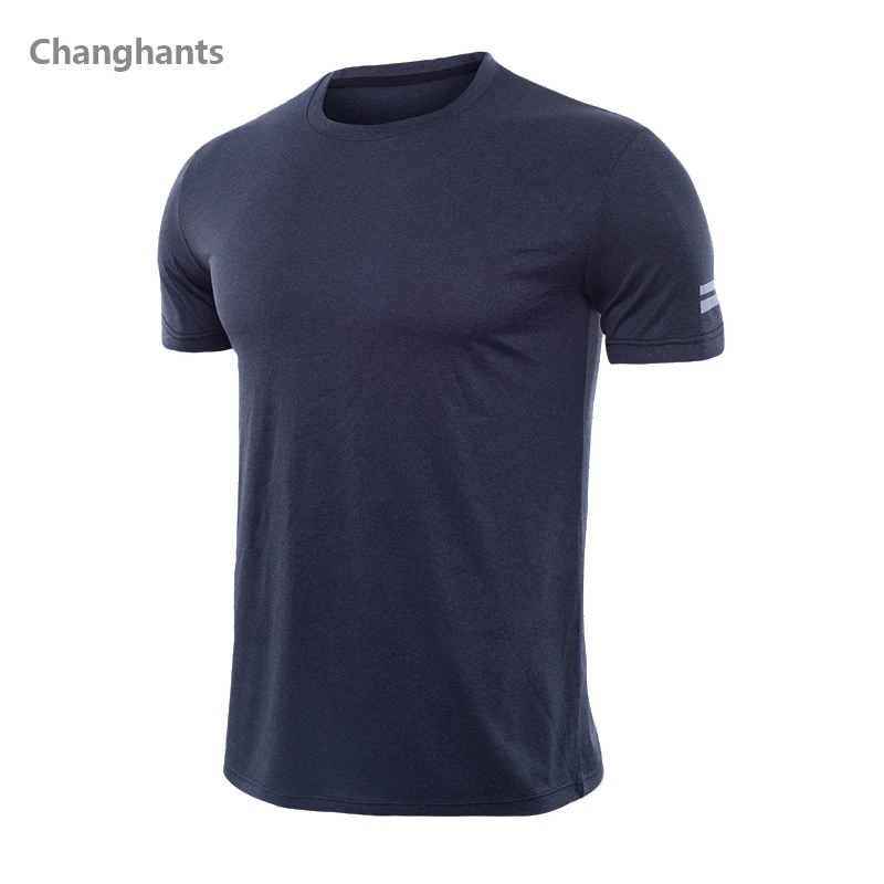 

Men Fitness Short Sleeve T-shirt Solid Stitching Running Basketball Tight Jerseys Quick Dry Sportswear Elastic Gym