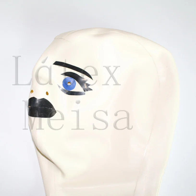 Cartoon design latex mask bdsm open nostrils with back zip for women | Тематическая одежда и униформа