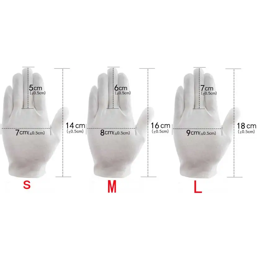 

12 Pairs White Cotton Gloves Kids Work Dance Etiquette Waiters Performance Dancing Show Games Gymnastics Flag Gloves Children
