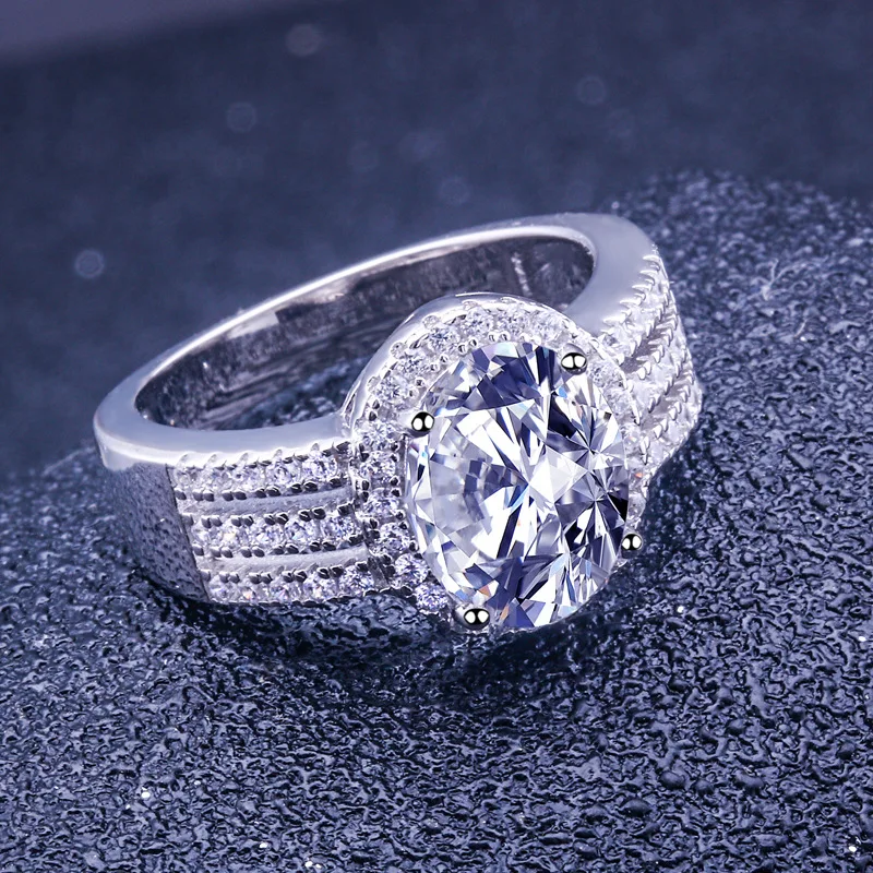 Кольцо из стерлингового серебра с цирконием и бриллиантом Женское кольцо