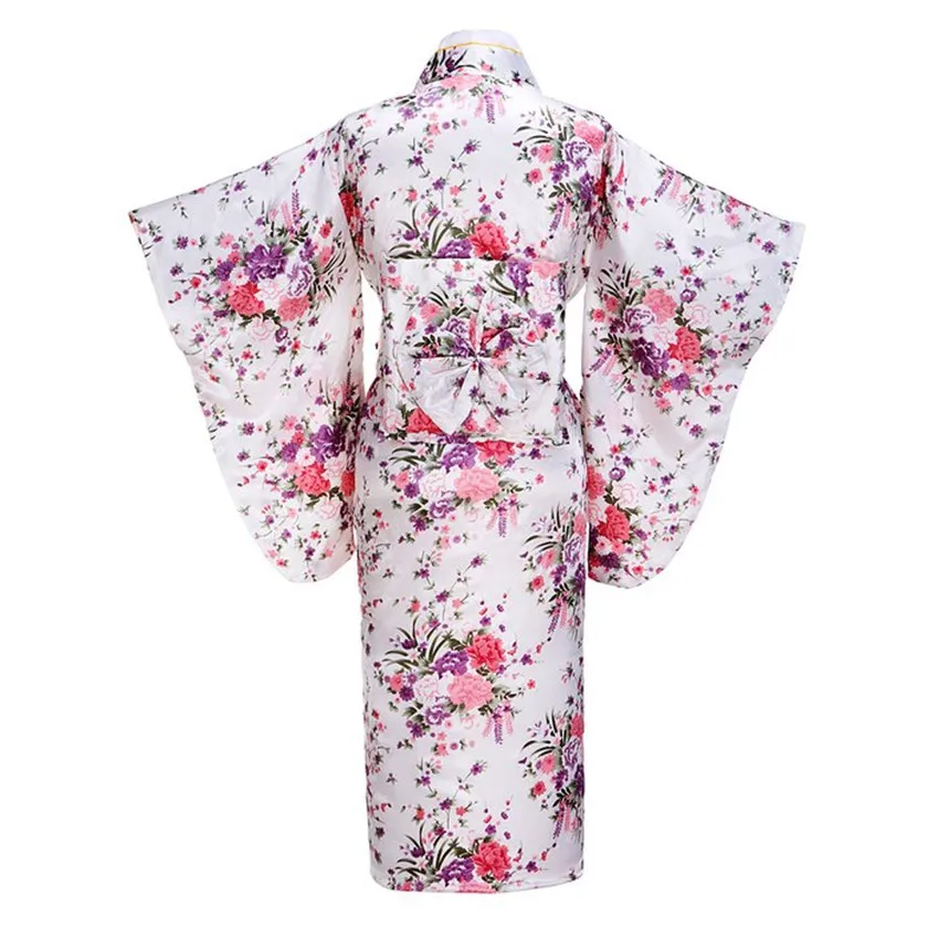 Модное белое вечернее платье японское женское традиционное кимоно юката с Би