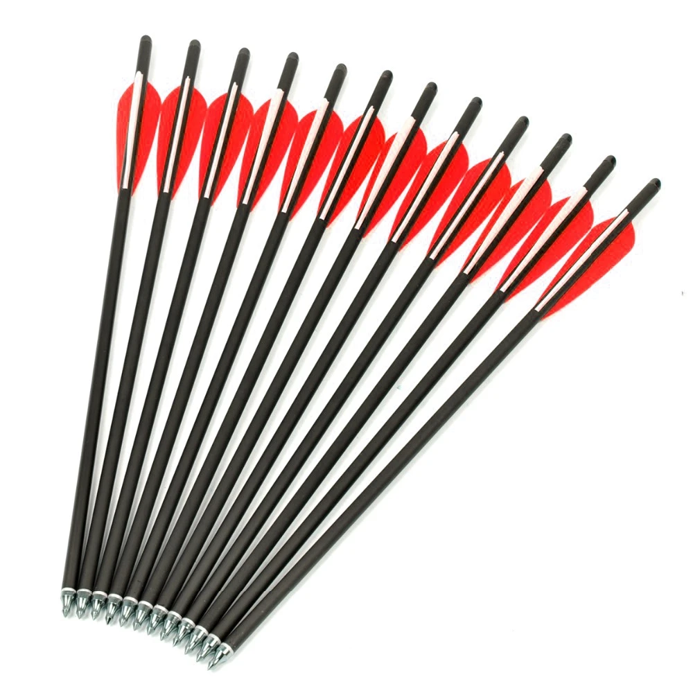12 шт./лот алюминиевый болт для арбалета с красной лопастью стрелы 20 и 22 дюйма
