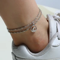 2019 new europe season new summer beach 1pcs silver anklets for women bohemian anklet bracelets on the leg female foot jewelry