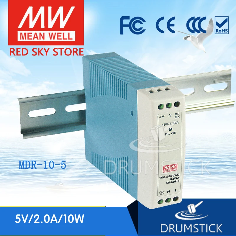 

(Only 11.11)MEAN WELL MDR-10-5 (10Pcs) 5V 2A meanwell MDR-10 10W Single Output Industrial DIN Rail Power Supply