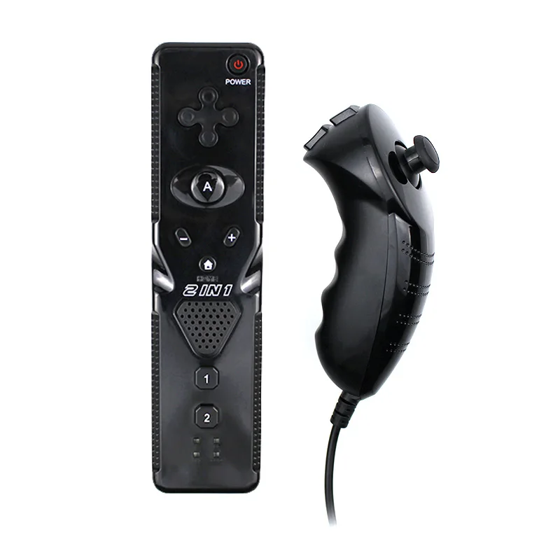 Беспроводной контроллер для wii Gamepad встроенный пульт дистанционного управления Motion Plus с Nunchuck для kingd wii контроллер джойстика - Цвет: Black