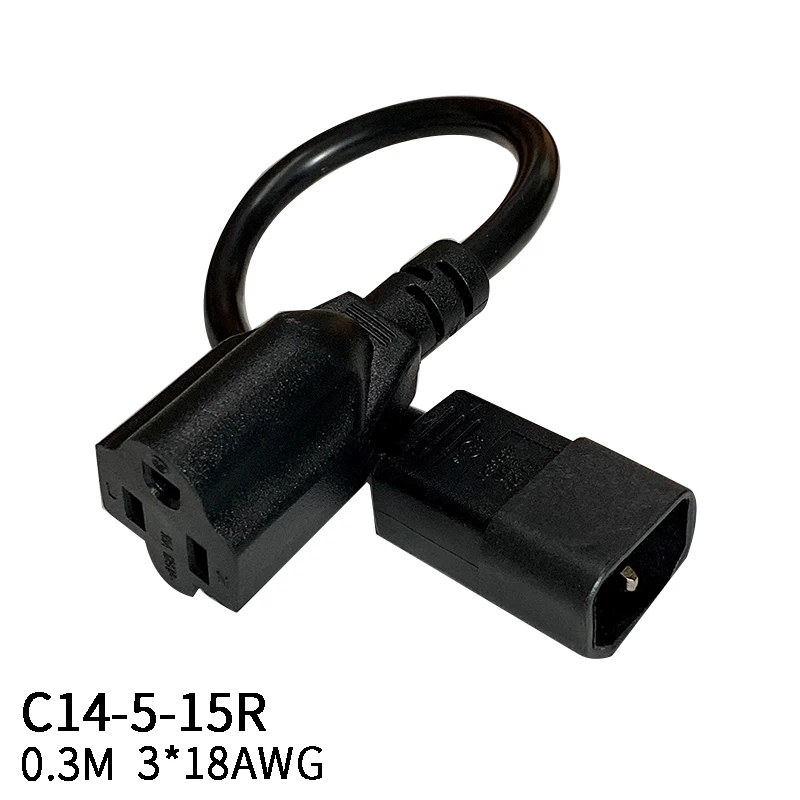 0,3 м 3*18 AWG C14-5-15R IEC320 C14 штекер для США Nema 5-15R Женский Шнур AC мощность УДЛИНИТЕЛЬ шнур адаптер провода