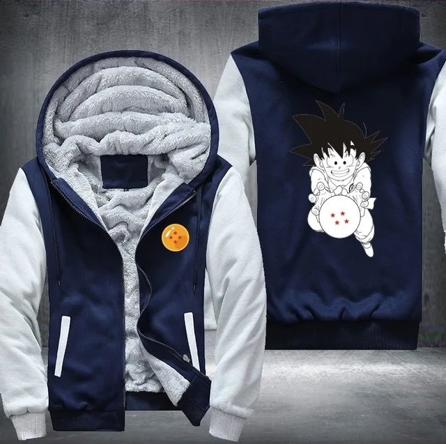 Горячая Распродажа аниме Dragon ball печати балахон Гоку Укун зима густой шерсти куртка с капюшоном мужской на молнии толстовки Большие размеры 6XL
