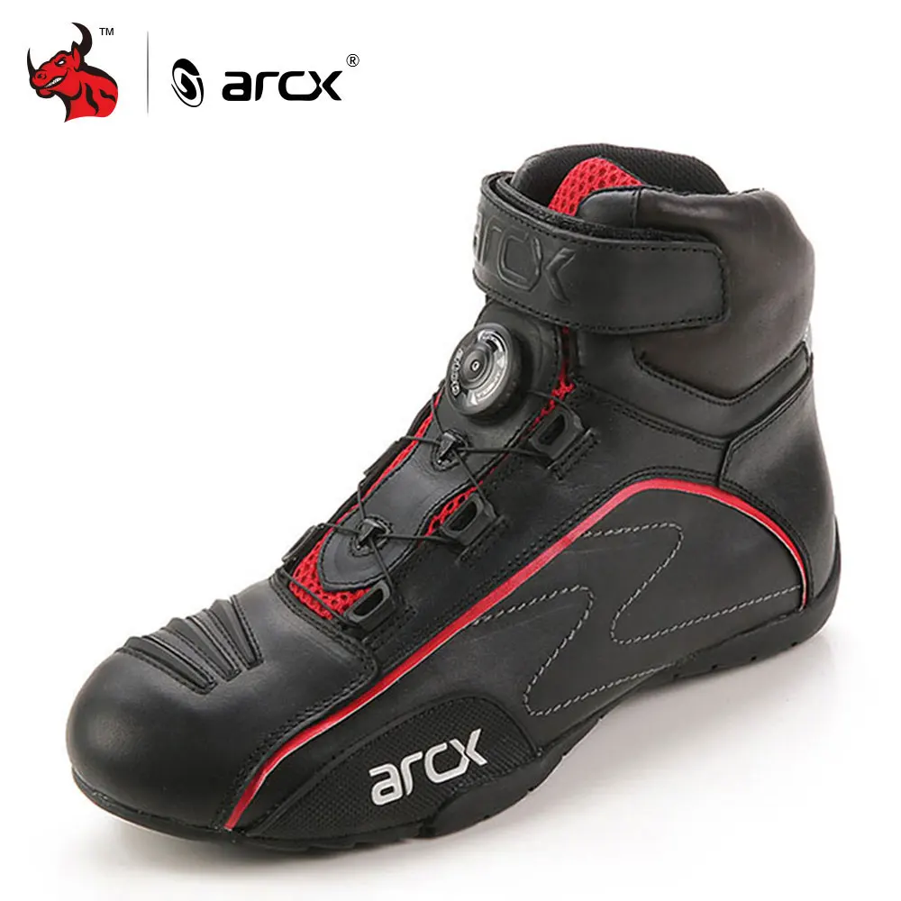 Мужские мотоциклетные ботинки ARCX черные кожаные байкерские уличные с
