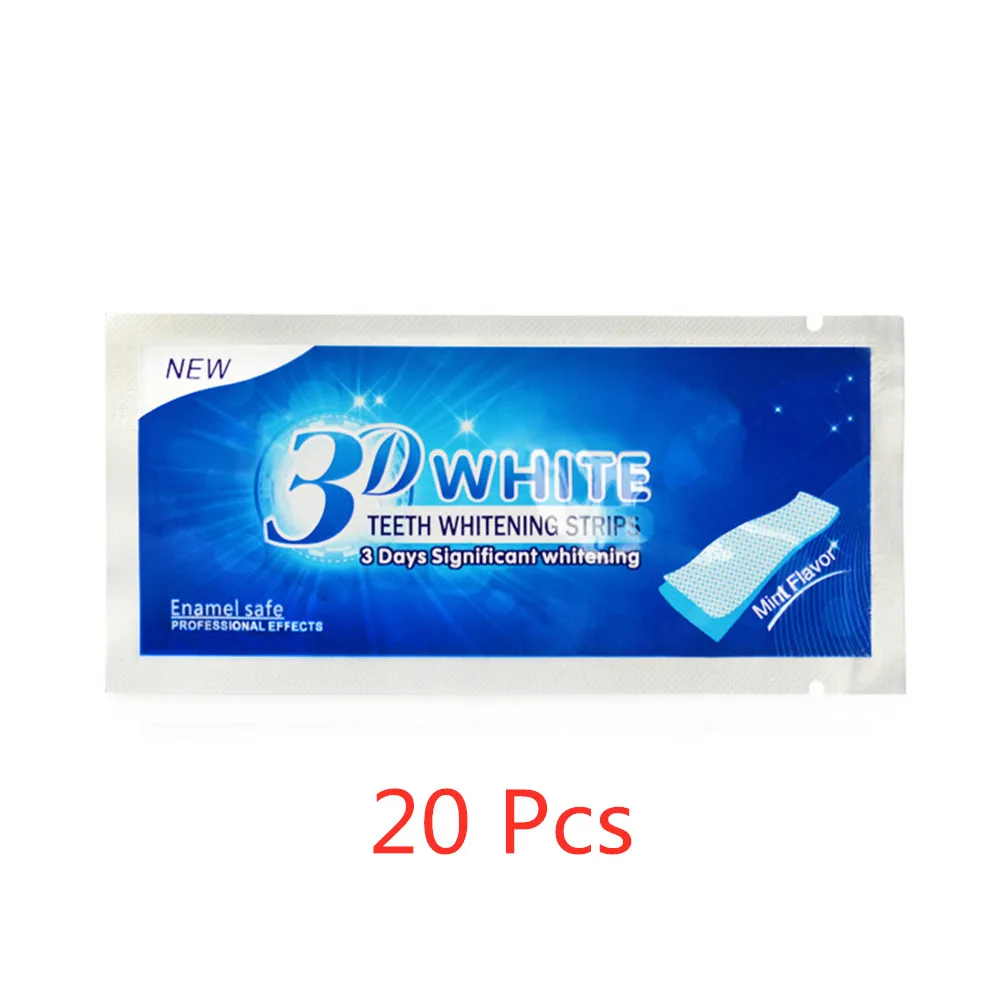 20PCS 3D белый гель, отбеливающие полоски для зубов, стоматологический набор, предметы первой необходимости, гигиена полости рта, уход, Прямая поставка - Цвет: 20PCS