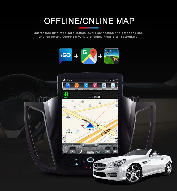 Besina 10,4 дюймов Android 6,0 Автомагнитола для Ford Kuga 2013- мультимедийный плеер gps навигация 2G+ 32GHIFI стерео Авто Аудио