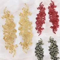 6pcs3pairs 3210cm embroidered lace applique lace trim for diy wedding dress off white red black navy pink light gray color