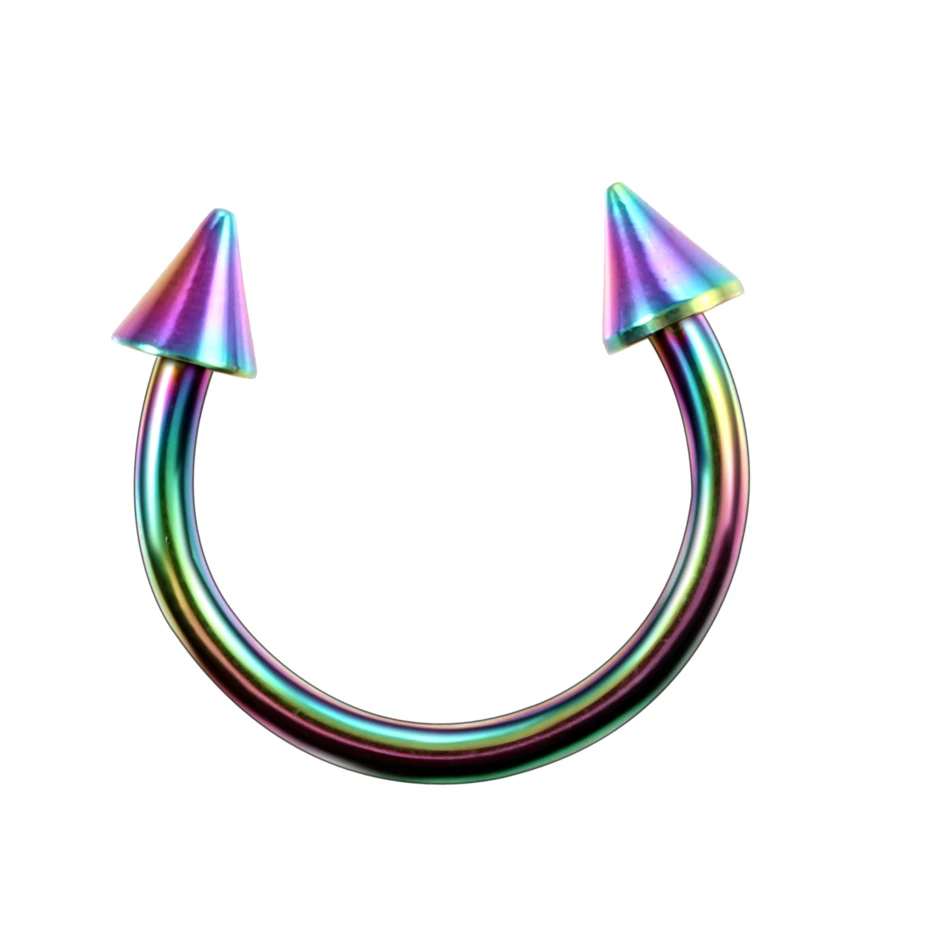 Rainbow 1 шт., G23, титановые кольца Для Пирсинга Ушей, подковы, шип, спираль, пирсинг, CBR, Лабрет, ниппель, обручи, носовая перегородка, ювелирные изделия для бровей - Окраска металла: Rainbow
