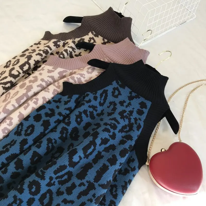 ALPHALMODA 2018 зимний женский сексуальный свитер с леопардовым принтом высоким