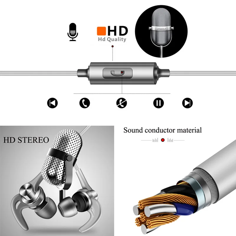 Универсальные спортивные наушники-вкладыши 3 5 мм Стерео тяжелый бас Музыка с