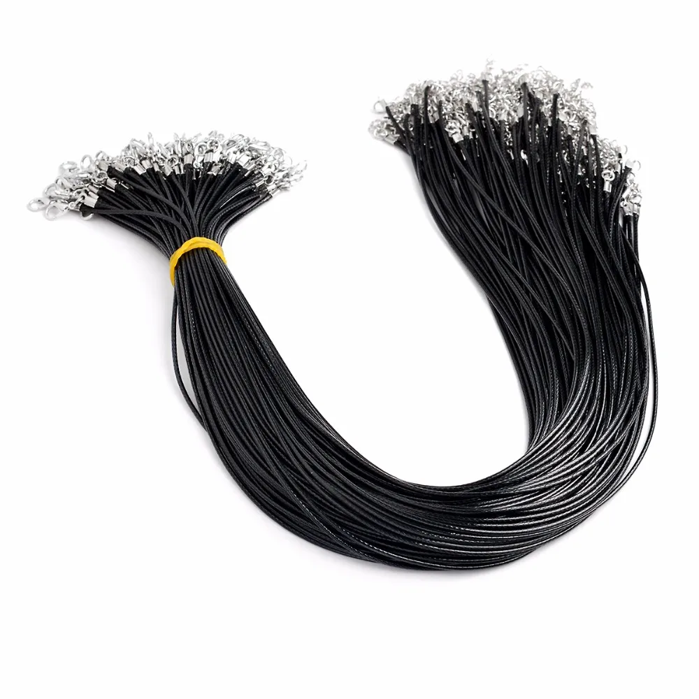 10 шт./лот черная кожаная веревка ожерелье из искусственной кожи 45 см + 5 шнур