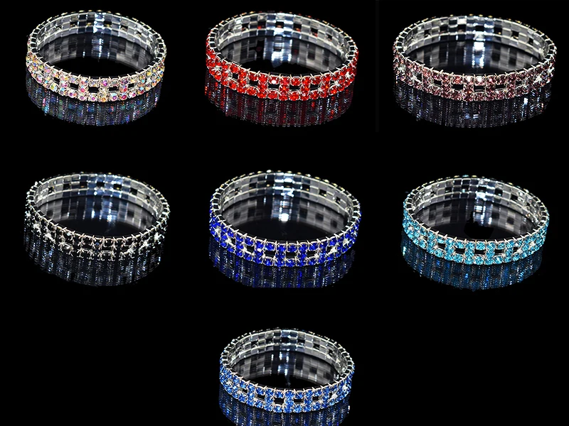 7 цветов модный хрустальный браслет красный синий эластичный браслет со стразами женский свадебный ювелирный подарок на праздник