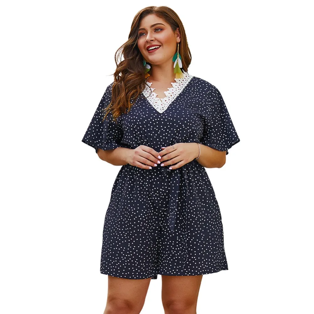 WHZHM боди в горошек с открытой спиной женские комбинезоны размера плюс 3XL 4XL