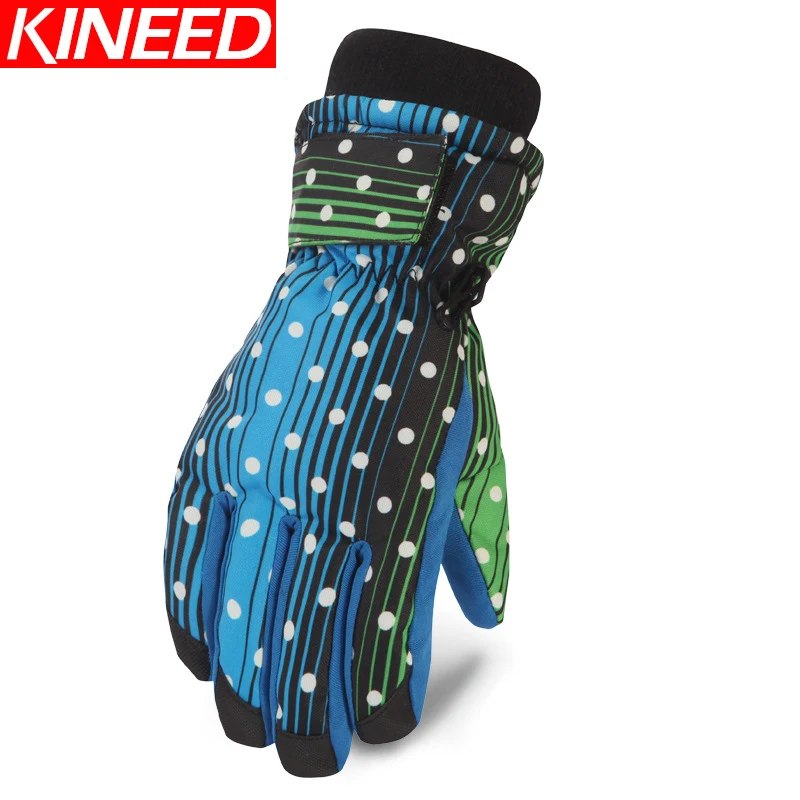 Зимние Детские перчатки для катания на лыжах с пятью пальцами теплые бархатные