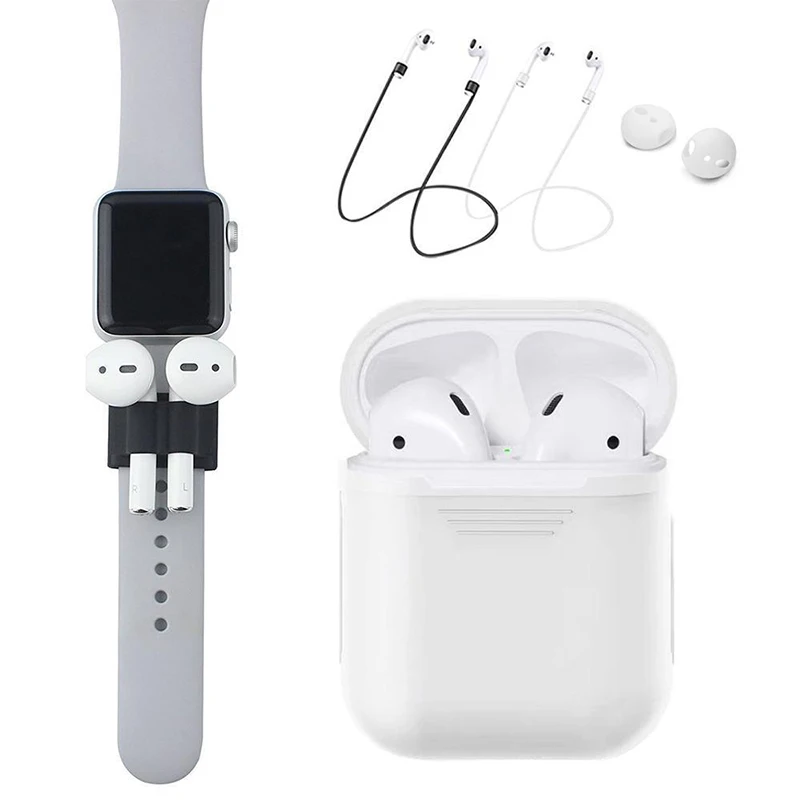Комплект аксессуаров для наушников 4 в 1 противоударный чехол Airpods силиконовый +