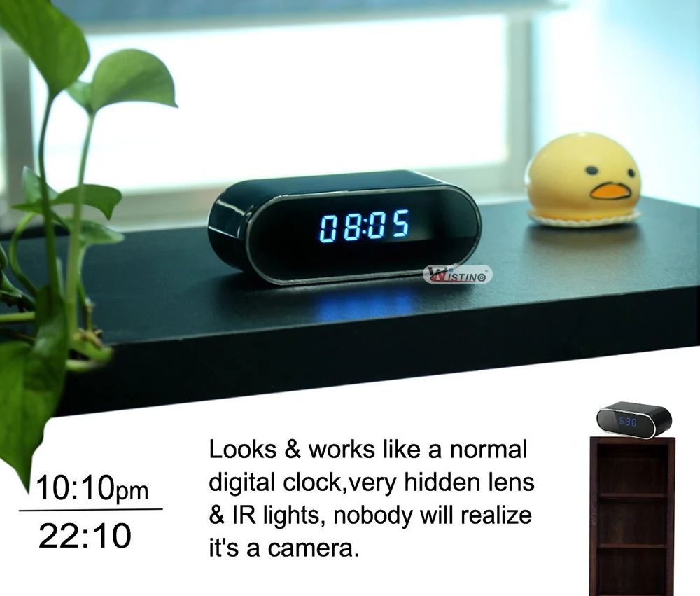 Wistino 1080P wifi камера няня камера Черная P2P IP часы безопасности IOS Android Обнаружение движения домашняя беспроводная камера безопасности